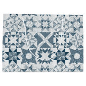 Cheater Traditionelle Patchwork Stars Quilt Blue Große Geschenktüte (Rückseite)