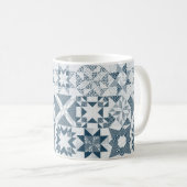 Cheater Traditionelle Patchwork Stars Quilt Blue Kaffeetasse (VorderseiteRechts)