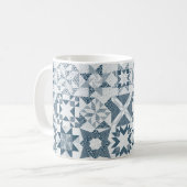 Cheater Traditionelle Patchwork Stars Quilt Blue Kaffeetasse (Vorderseite Links)