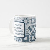 Cheater Traditionelle Patchwork Stars Quilt Blue Kaffeetasse (Vorderseite Links)