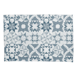 Cheater Traditionelle Patchwork Stars Quilt Blue Kissenbezug