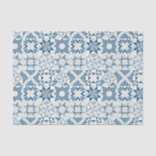 Cheater Traditionelle Patchwork Stars Quilt Blue Seidenpapier