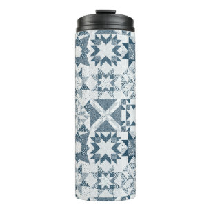 Cheater Traditionelle Patchwork Stars Quilt Blue Thermosbecher