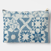 Cheater Traditionelle Patchwork Stars Quilt Blue Zubehörtasche (Rückseite)