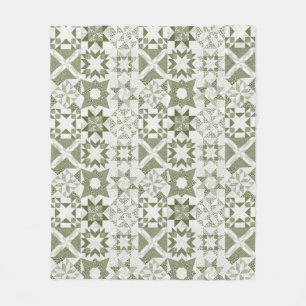 Cheater Traditionelle Patchwork Stars Quilt Green Fleecedecke