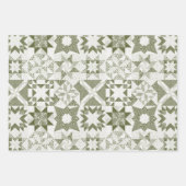 Cheater Traditionelle Patchwork Stars Quilt Green Geschenkpapier Set (Vorderseite)