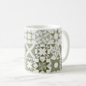 Cheater Traditionelle Patchwork Stars Quilt Green Kaffeetasse (VorderseiteRechts)