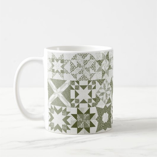 Cheater Traditionelle Patchwork Stars Quilt Green Kaffeetasse (Links)