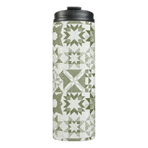 Cheater Traditionelle Patchwork Stars Quilt Green Thermosbecher