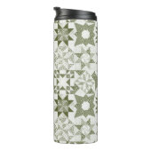 Cheater Traditionelle Patchwork Stars Quilt Green Thermosbecher (Nach rechts gedreht)