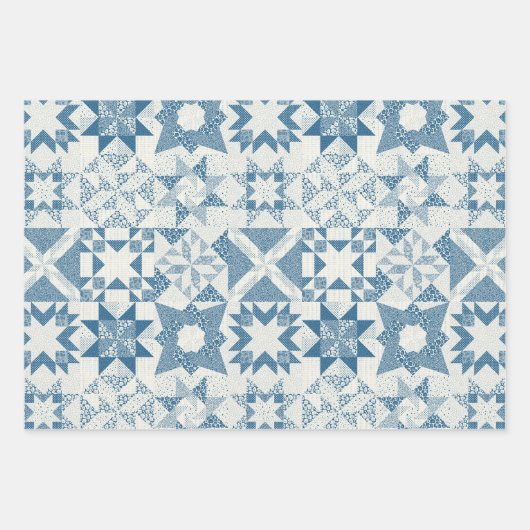 Cheater Traditionelle Patchwork Stars Quilt Mixed Geschenkpapier Set (Vorderseite 3)