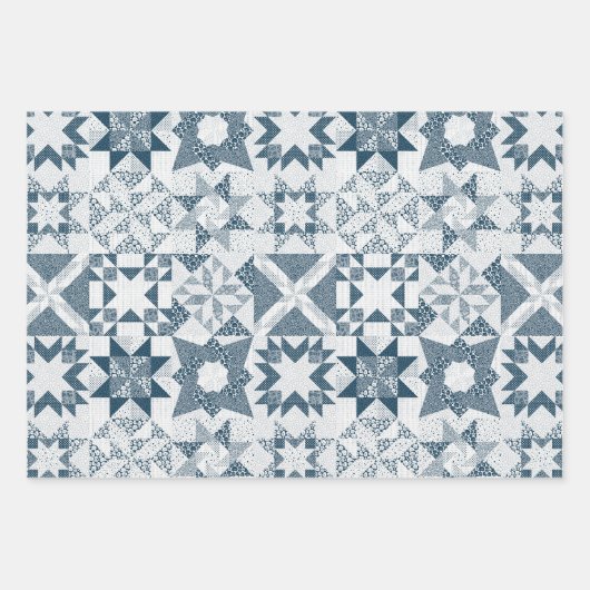 Cheater Traditionelle Patchwork Stars Quilt Mixed Geschenkpapier Set (Vorderseite 3)