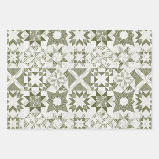 Cheater Traditionelle Patchwork Stars Quilt Mixed Geschenkpapier Set (Vorderseite 2)