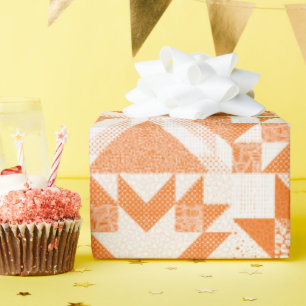 Cheater Traditionelle Patchwork Stars Quilt Orange Geschenkpapier