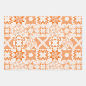 Cheater Traditionelle Patchwork Stars Quilt Orange Geschenkpapier Set (Vorderseite)