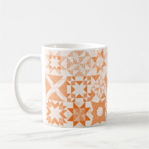 Cheater Traditionelle Patchwork Stars Quilt Orange Kaffeetasse