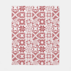 Cheater Traditionelle Patchwork Stars Quilt Red Fleecedecke