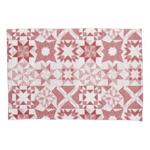 Cheater Traditionelle Patchwork Stars Quilt Red Kissenbezug