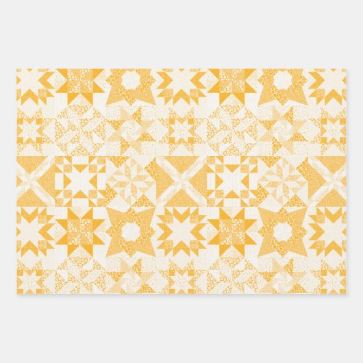 Cheater Traditionelle Patchwork Stars Quilt White Geschenkpapier Set (Vorderseite 2)