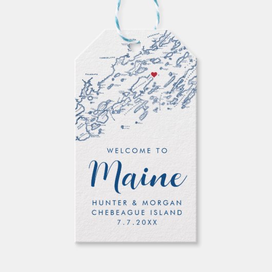 Chebeague Island Maine Elegant Navy Gastgeschenk H Geschenkanhänger (Vorderseite)