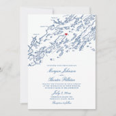 Chebeague Island Maine Elegant Navy Map Wedding Einladung (Vorderseite)