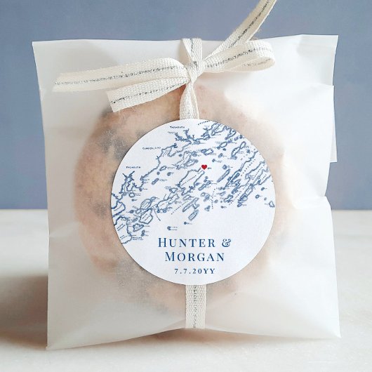 Chebeague Island Maine Karte Gastgeschenk Hochzeit Runder Aufkleber