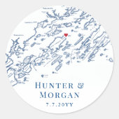 Chebeague Island Maine Karte Gastgeschenk Hochzeit Runder Aufkleber (Vorderseite)