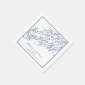 Chebeague Island Maine Map Navy Elegant Wedding Serviette (Ecke)