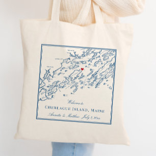 Chebeague Island Map Elegant Wedding Welcome Tragetasche
