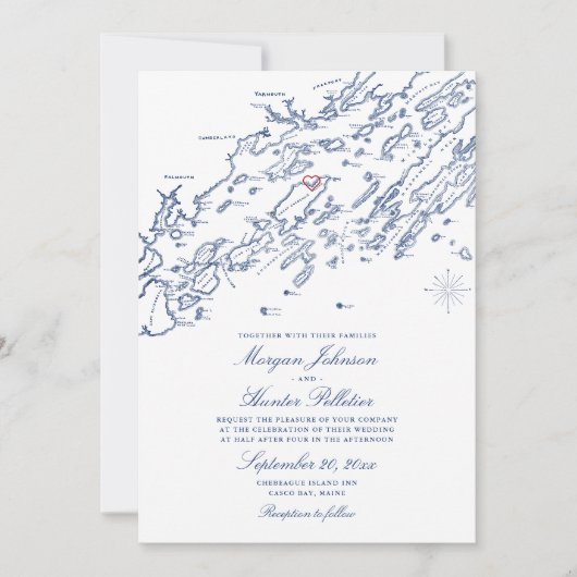 Chebeague Island Map Wedding Invitation - Maine (Vorderseite)