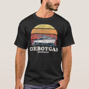 Cheboygan MI Vintag Bootdesign 70er Retro Boat Des T-Shirt