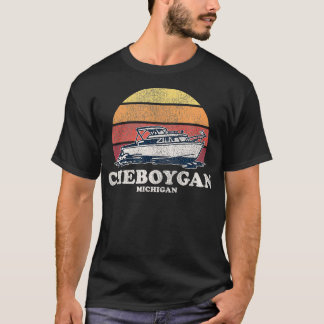 Cheboygan MI Vintag Bootdesign 70er Retro Boat Des T-Shirt