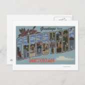 Cheboygan, Michigan - Große Buchstabenszenen Postkarte (Vorne/Hinten)