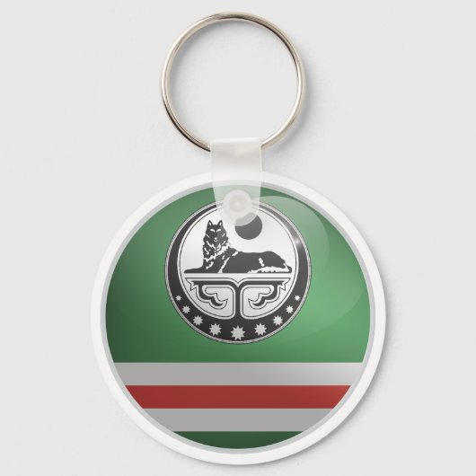 Chechen Glossy Circle Flag Schlüsselanhänger (Vorderseite)