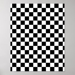 Check Black White Checkered Pattern Checkerboard Poster