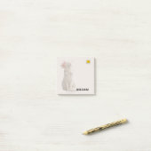 CHECK MEO White Cat with Headphones – Personalized Post-it Klebezettel (Auf Schreibtisch)