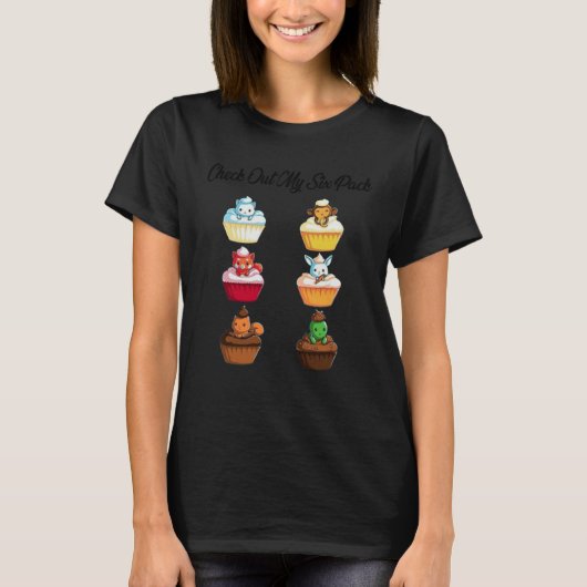 Check Out My Six Pack Cute Cupcakes Yoga Fitness G T-Shirt (Vorderseite)