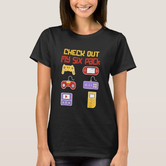 Check Out My Six Pack  Pixel Video Game for Gamers T-Shirt (Vorderseite)