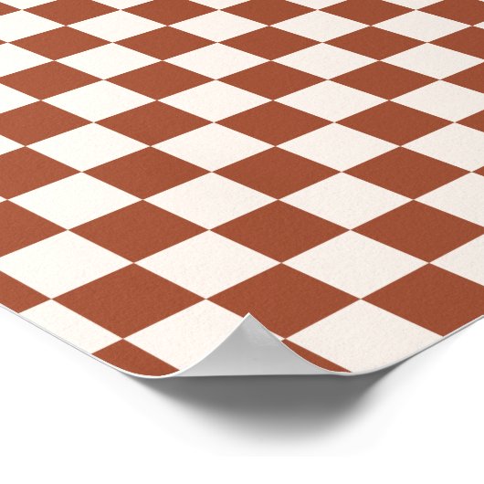 Check Rust Checkered Terracotta Checkerboard Poster (Ecke)