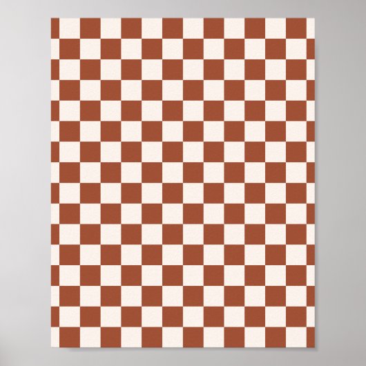 Check Rust Checkered Terracotta Checkerboard Poster (Vorne)