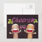Check Sock Affen Postcard Postkarte (Vorne/Hinten)
