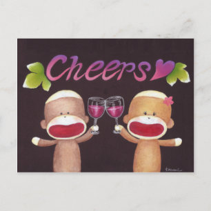 Check Sock Affen Postcard Postkarte