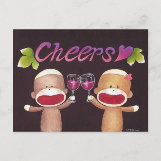 Check Sock Affen Postcard Postkarte (Vorderseite)