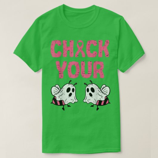 Check Your Boo Bees Breast Cancer Halloween Pink R T-Shirt (Design vorne)