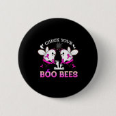 Check Your Boo Bees Funny Breast Cancer Halloween  Button (Vorderseite)
