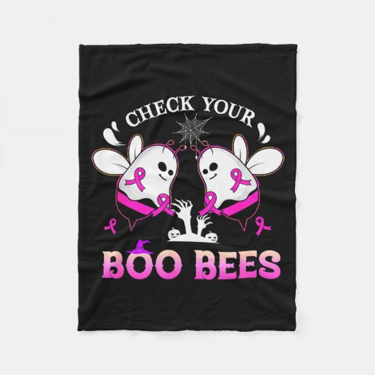 Check Your Boo Bees Funny Breast Cancer Halloween  Fleecedecke (Vorderseite)