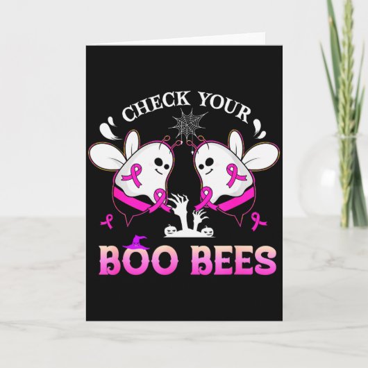 Check Your Boo Bees Funny Breast Cancer Halloween Karte (Vorderseite)