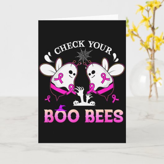 Check Your Boo Bees Funny Breast Cancer Halloween Karte (Gelbe Blume)