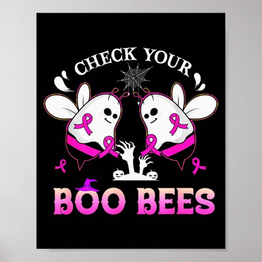 Check Your Boo Bees Funny Breast Cancer Halloween  Poster (Vorne)