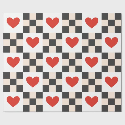 Checkboard Hearts Geschenkpapier (Flach)